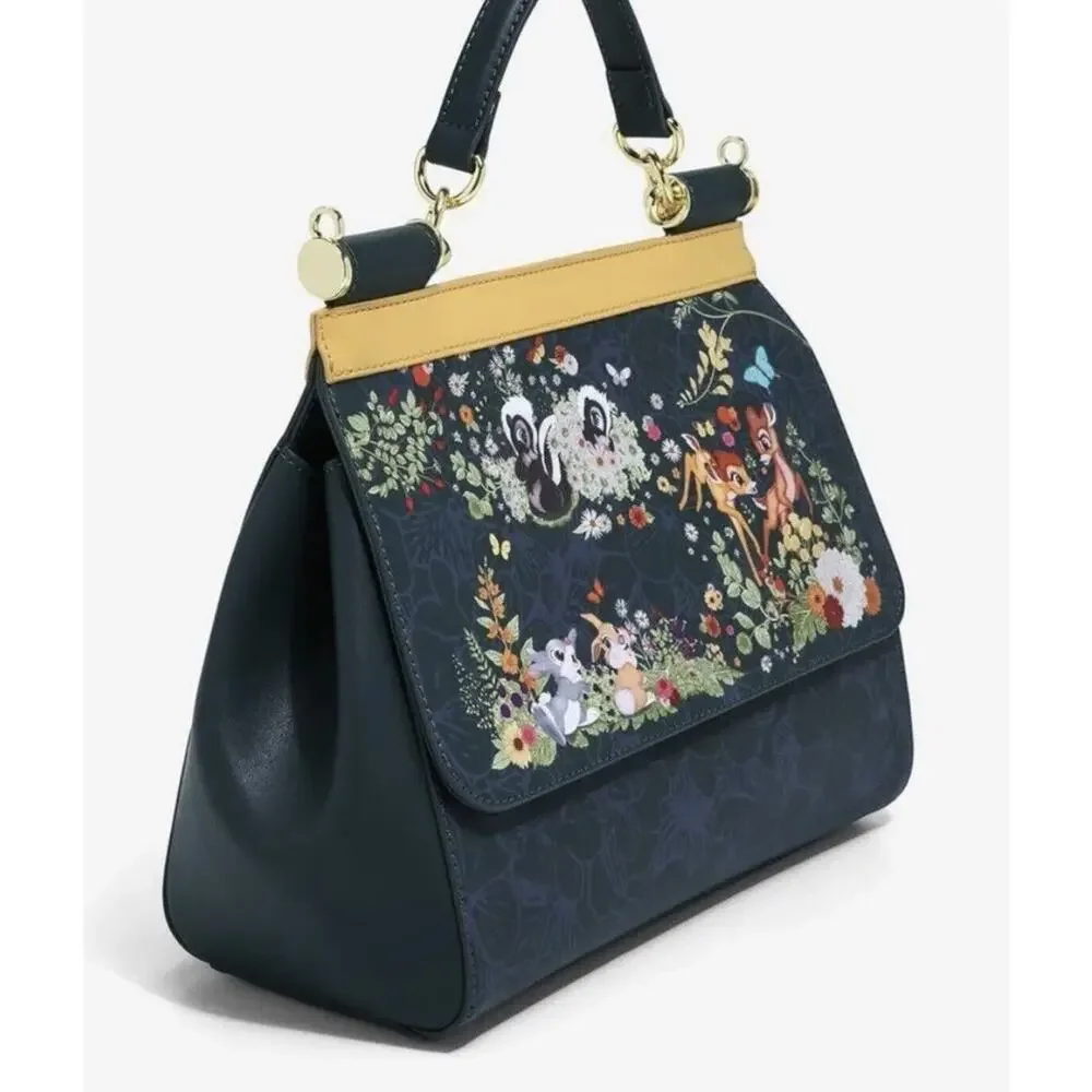 Loungefly Bambi Crossbody Handbag Bag Green Floral Forest Friends Disney